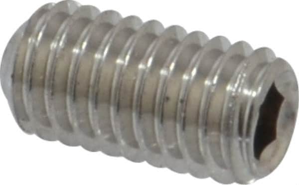 Value Collection - #10-32 UNF, 3/8" OAL, Cup Point Set Screw - Grade 316 Stainless Steel, 3/32" Key - Exact Tooling