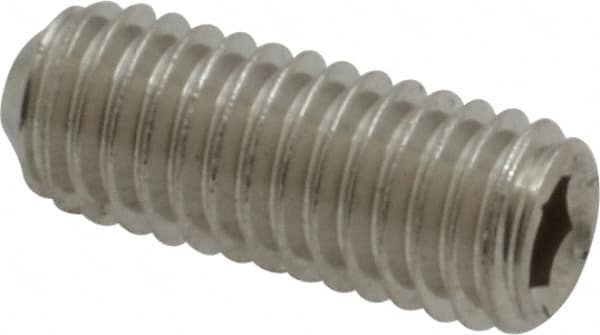 Value Collection - #10-32 UNF, 1/2" OAL, Cup Point Set Screw - Grade 316 Stainless Steel, 3/32" Key - Exact Tooling
