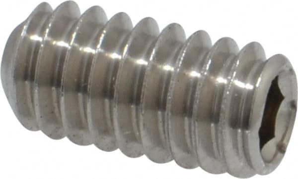 Value Collection - 1/4-20 UNC, 1/2" OAL, Cup Point Set Screw - Grade 316 Stainless Steel, 1/8" Key - Exact Tooling