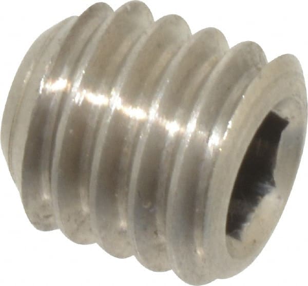 Value Collection - 3/8-16 UNC, 3/8" OAL, Cup Point Set Screw - Grade 316 Stainless Steel, 3/16" Key - Exact Tooling
