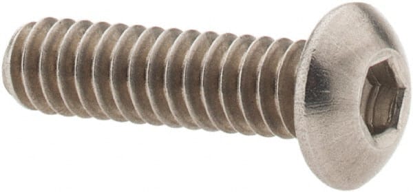 Value Collection - #10-24 UNC Hex Socket Drive, Button Screw - Grade 18-8 Stainless Steel, Uncoated, Fully Threaded, 3/4" Length Under Head - Exact Tooling