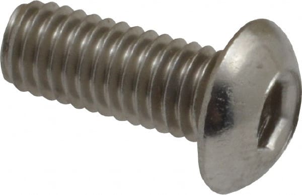 Value Collection - #10-32 UNF Hex Socket Drive, Button Screw - Grade 18-8 Stainless Steel, Uncoated, Fully Threaded, 1/2" Length Under Head - Exact Tooling