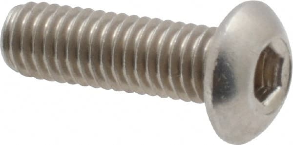 Value Collection - #10-32 UNF Hex Socket Drive, Button Screw - Grade 18-8 Stainless Steel, Uncoated, Fully Threaded, 5/8" Length Under Head - Exact Tooling