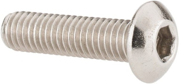 Value Collection - #10-32 UNF Hex Socket Drive, Button Screw - Grade 18-8 Stainless Steel, Uncoated, Fully Threaded, 3/4" Length Under Head - Exact Tooling
