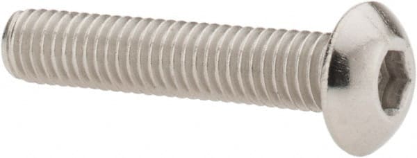 Value Collection - #10-32 UNF Hex Socket Drive, Button Screw - Grade 18-8 Stainless Steel, Uncoated, Fully Threaded, 1" Length Under Head - Exact Tooling