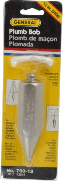 General - 4-1/2 Inch Long, 1 Inch Diameter Steel Plumb Bob - 12 Ounce - Exact Tooling