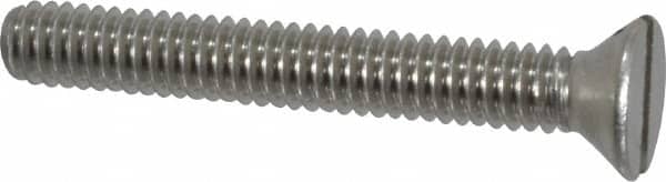Value Collection - #8-32 UNC, 1-1/4" OAL Slotted Drive Machine Screw - Flat Head, Grade 18-8 Stainless Steel, Uncoated, Without Washer - Exact Tooling
