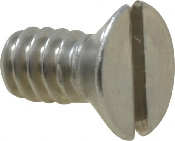 Value Collection - #10-24 UNC, 3/8" OAL Slotted Drive Machine Screw - Flat Head, Grade 18-8 Stainless Steel, Uncoated, Without Washer - Exact Tooling