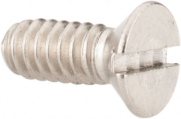 Value Collection - #10-24 UNC, 1/2" OAL Slotted Drive Machine Screw - Flat Head, Grade 18-8 Stainless Steel, Uncoated, Without Washer - Exact Tooling