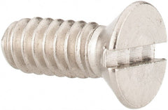 Value Collection - #10-24 UNC, 1/2" OAL Slotted Drive Machine Screw - Flat Head, Grade 18-8 Stainless Steel, Uncoated, Without Washer - Exact Tooling