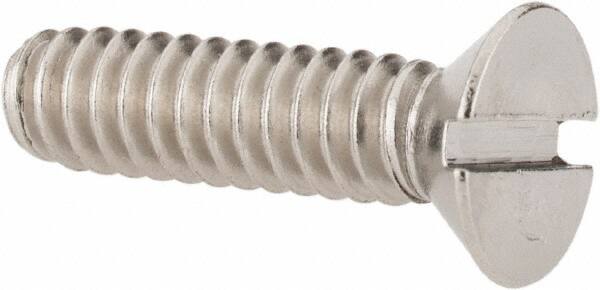 Value Collection - #10-24 UNC, 3/4" OAL Slotted Drive Machine Screw - Flat Head, Grade 18-8 Stainless Steel, Uncoated, Without Washer - Exact Tooling