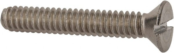Value Collection - #10-24 UNC, 1-1/4" OAL Slotted Drive Machine Screw - Flat Head, Grade 18-8 Stainless Steel, Uncoated, Without Washer - Exact Tooling