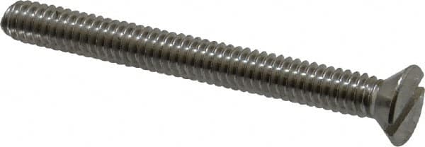 Value Collection - #10-24 UNC, 1-1/2" OAL Slotted Drive Machine Screw - Flat Head, Grade 18-8 Stainless Steel, Uncoated, Without Washer - Exact Tooling