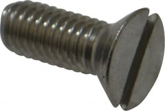 Value Collection - #10-32 UNF, 1/2" OAL Slotted Drive Machine Screw - Flat Head, Grade 18-8 Stainless Steel, Uncoated, Without Washer - Exact Tooling