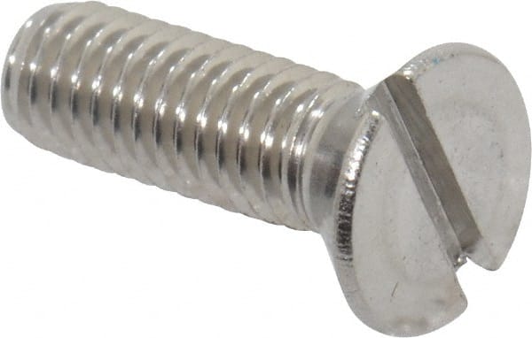 Value Collection - #10-32 UNF, 5/8" OAL Slotted Drive Machine Screw - Flat Head, Grade 18-8 Stainless Steel, Uncoated, Without Washer - Exact Tooling