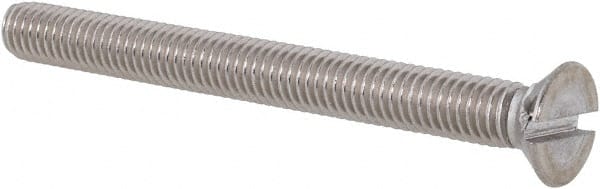 Value Collection - #10-32 UNF, 2" OAL Slotted Drive Machine Screw - Flat Head, Grade 18-8 Stainless Steel, Uncoated, Without Washer - Exact Tooling
