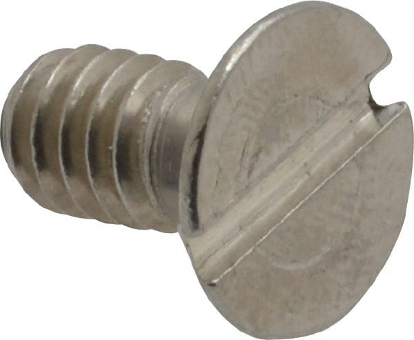 Value Collection - 1/4-20 UNC, 1/2" OAL Slotted Drive Machine Screw - Flat Head, Grade 18-8 Stainless Steel, Uncoated, Without Washer - Exact Tooling