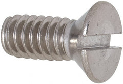 Value Collection - 1/4-20 UNC, 5/8" OAL Slotted Drive Machine Screw - Flat Head, Grade 18-8 Stainless Steel, Uncoated, Without Washer - Exact Tooling