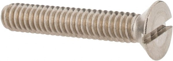 Value Collection - 1/4-20 UNC, 1-1/2" OAL Slotted Drive Machine Screw - Flat Head, Grade 18-8 Stainless Steel, Uncoated, Without Washer - Exact Tooling