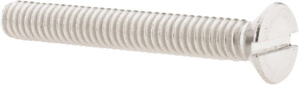 Value Collection - 1/4-20 UNC, 2" OAL Slotted Drive Machine Screw - Flat Head, Grade 18-8 Stainless Steel, Uncoated, Without Washer - Exact Tooling