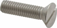 Value Collection - 3/8-16 UNC, 1-1/2" OAL Slotted Drive Machine Screw - Flat Head, Grade 18-8 Stainless Steel, Uncoated, Without Washer - Exact Tooling