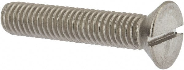 Value Collection - 3/8-16 UNC, 2" OAL Slotted Drive Machine Screw - Flat Head, Grade 18-8 Stainless Steel, Uncoated, Without Washer - Exact Tooling
