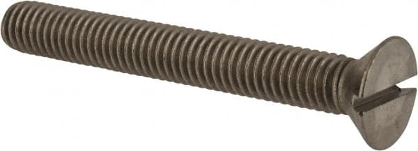 Value Collection - 3/8-16 UNC, 3" OAL Slotted Drive Machine Screw - Flat Head, Grade 18-8 Stainless Steel, Uncoated, Without Washer - Exact Tooling