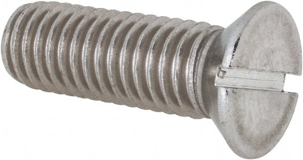 Value Collection - 1/2-13 UNC, 1-1/2" OAL Slotted Drive Machine Screw - Flat Head, Grade 18-8 Stainless Steel, Uncoated, Without Washer - Exact Tooling