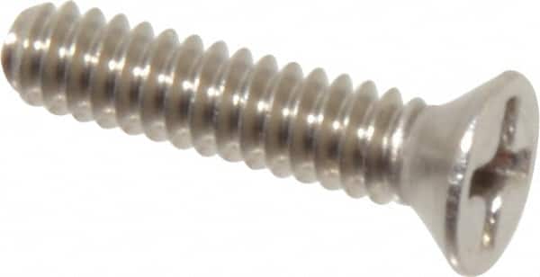 Value Collection - #6-32 UNC, 5/8" OAL Phillips Drive Machine Screw - Flat Head, Grade 18-8 Stainless Steel, Uncoated, Without Washer - Exact Tooling