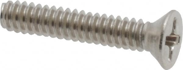 Value Collection - #6-32 UNC, 3/4" OAL Phillips Drive Machine Screw - Flat Head, Grade 18-8 Stainless Steel, Uncoated, Without Washer - Exact Tooling