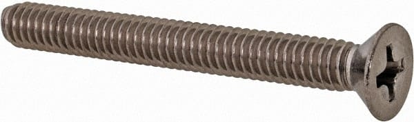 Value Collection - #8-32 UNC, 1-1/2" OAL Phillips Drive Machine Screw - Flat Head, Grade 18-8 Stainless Steel, Uncoated, Without Washer - Exact Tooling
