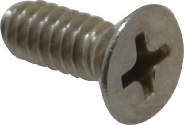 Value Collection - #10-24 UNC, 1/2" OAL Phillips Drive Machine Screw - Flat Head, Grade 18-8 Stainless Steel, Uncoated, Without Washer - Exact Tooling