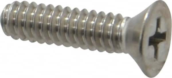 Value Collection - #10-24 UNC, 3/4" OAL Phillips Drive Machine Screw - Flat Head, Grade 18-8 Stainless Steel, Uncoated, Without Washer - Exact Tooling