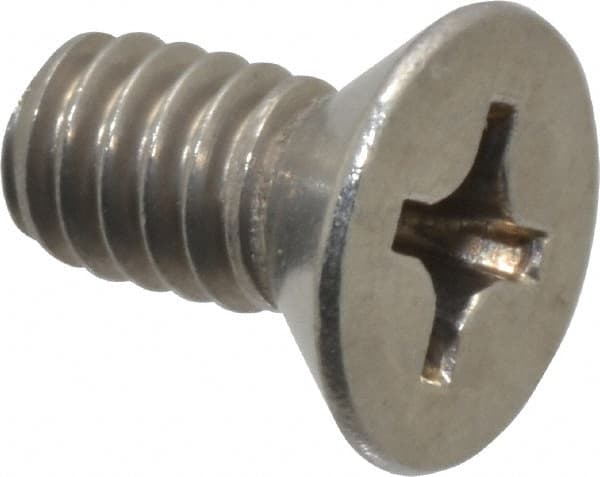Value Collection - 1/4-20 UNC, 1/2" OAL Phillips Drive Machine Screw - Flat Head, Grade 18-8 Stainless Steel, Uncoated, Without Washer - Exact Tooling
