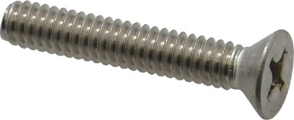 Value Collection - 1/4-20 UNC, 1-1/2" OAL Phillips Drive Machine Screw - Flat Head, Grade 18-8 Stainless Steel, Uncoated, Without Washer - Exact Tooling