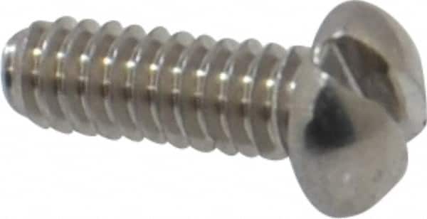 Value Collection - #2-56 UNC, 1/4" Length Under Head Slotted Drive Machine Screw - Round Head, Grade 18-8 Stainless Steel, Uncoated, Without Washer - Exact Tooling