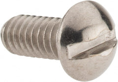 Value Collection - #12-24 UNC, 1/2" Length Under Head Slotted Drive Machine Screw - Round Head, Grade 18-8 Stainless Steel, Uncoated, Without Washer - Exact Tooling