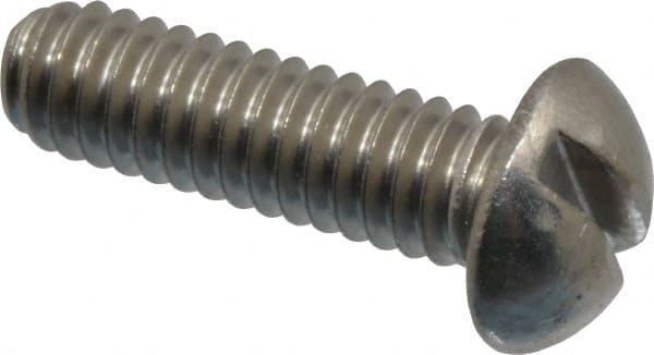 Value Collection - #12-24 UNC, 3/4" Length Under Head Slotted Drive Machine Screw - Round Head, Grade 18-8 Stainless Steel, Uncoated, Without Washer - Exact Tooling
