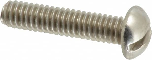 Value Collection - #12-24 UNC, 1" Length Under Head Slotted Drive Machine Screw - Round Head, Grade 18-8 Stainless Steel, Uncoated, Without Washer - Exact Tooling
