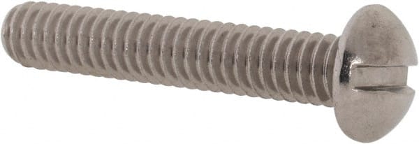 Value Collection - #12-24 UNC, 1-1/4" Length Under Head Slotted Drive Machine Screw - Round Head, Grade 18-8 Stainless Steel, Uncoated, Without Washer - Exact Tooling