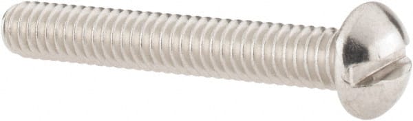 Value Collection - #12-24 UNC, 1-1/2" Length Under Head Slotted Drive Machine Screw - Round Head, Grade 18-8 Stainless Steel, Uncoated, Without Washer - Exact Tooling