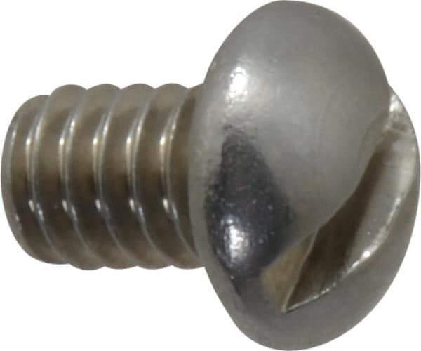 Value Collection - 1/4-20 UNC, 3/8" Length Under Head Slotted Drive Machine Screw - Round Head, Grade 18-8 Stainless Steel, Uncoated, Without Washer - Exact Tooling