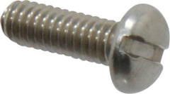 Value Collection - #8-32 UNC, 1/2" Length Under Head Slotted Drive Machine Screw - Pan Head, Grade 18-8 Stainless Steel, Uncoated, Without Washer - Exact Tooling
