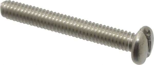 Value Collection - #8-32 UNC, 1-1/4" Length Under Head Slotted Drive Machine Screw - Pan Head, Grade 18-8 Stainless Steel, Uncoated, Without Washer - Exact Tooling