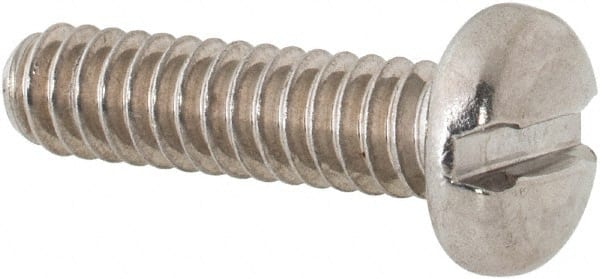 Value Collection - #10-24 UNC, 3/4" Length Under Head Slotted Drive Machine Screw - Pan Head, Grade 18-8 Stainless Steel, Uncoated, Without Washer - Exact Tooling