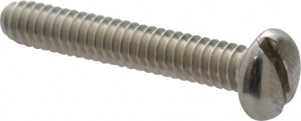 Value Collection - #10-24 UNC, 1-1/4" Length Under Head Slotted Drive Machine Screw - Pan Head, Grade 18-8 Stainless Steel, Uncoated, Without Washer - Exact Tooling