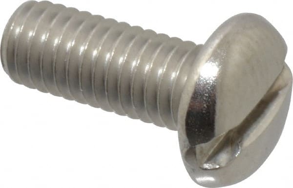 Value Collection - #10-32 UNF, 1/2" Length Under Head Slotted Drive Machine Screw - Pan Head, Grade 18-8 Stainless Steel, Uncoated, Without Washer - Exact Tooling