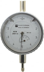 TESA Brown & Sharpe - 0.2" Range, 0-5-0 Dial Reading, 0.0001" Graduation Dial Drop Indicator - 2-1/4" Dial, 0.01" Range per Revolution, Revolution Counter - Exact Tooling