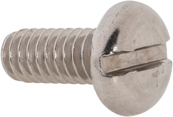 Value Collection - 1/4-20 UNC, 5/8" Length Under Head Slotted Drive Machine Screw - Pan Head, Grade 18-8 Stainless Steel, Uncoated, Without Washer - Exact Tooling