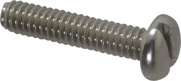 Value Collection - 1/4-20 UNC, 1-1/4" Length Under Head Slotted Drive Machine Screw - Pan Head, Grade 18-8 Stainless Steel, Uncoated, Without Washer - Exact Tooling